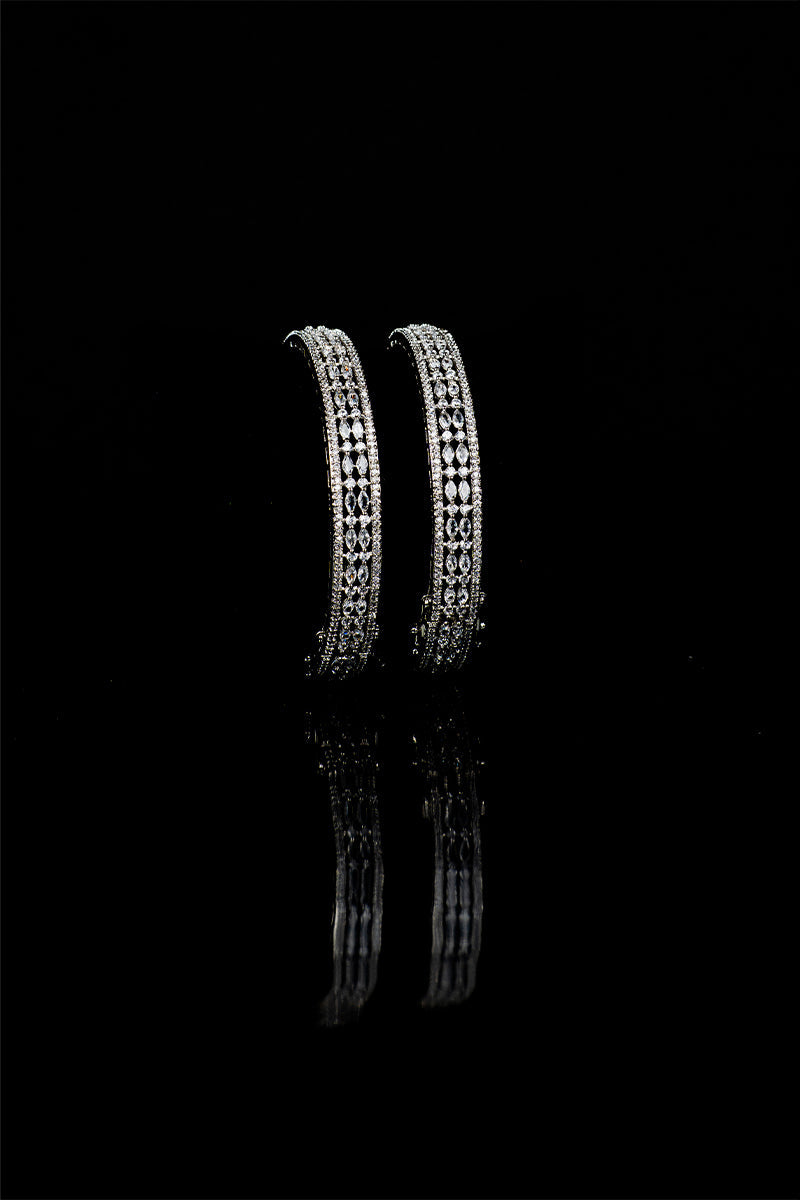 Sparkling AD Shimmering Stones Set Link Lock Bangles - Mayrake.in