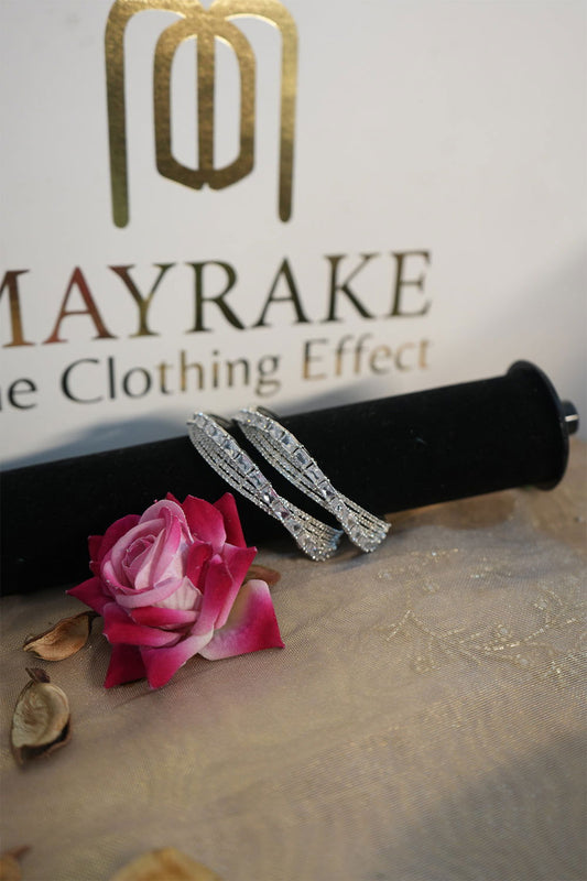 Sparkling Designer Antique-Shape American Diamond Bangles Jewellery Set - Mayrake.in