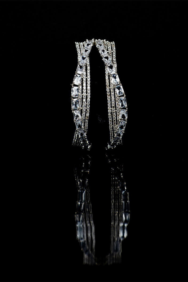 Sparkling Designer Antique Shape AD Bangles Set - Mayrake.in