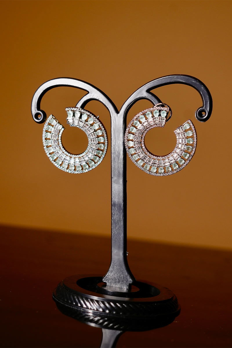 Sparkling Sea Blue Round-Shaped Swarovski Stones Stud Earrings - Mayrake.in