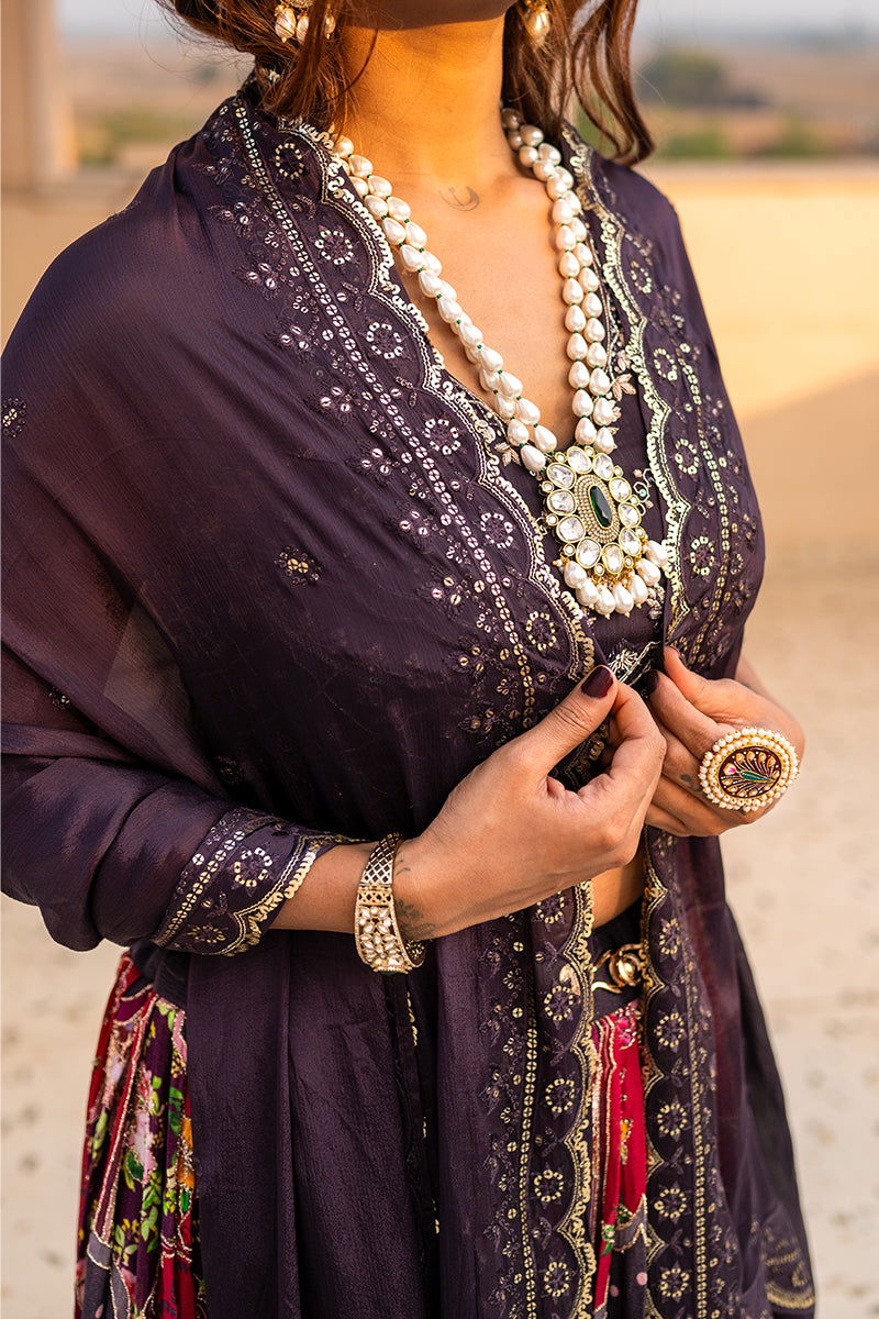 Tear Drop Pearl Green Stone Zircon Locket  Necklace Sets - Mayrake.in