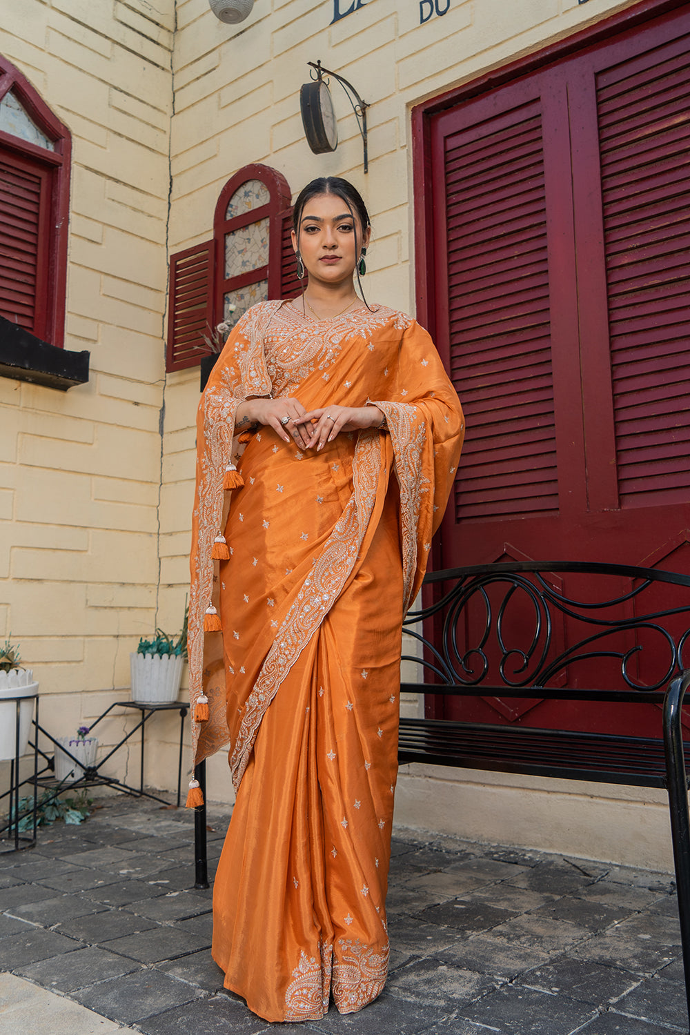 Two Blouse Concept – Mehendi Green Crepe Silk Saree with Sequin and Zari Work