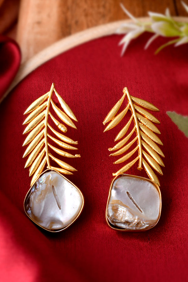 Matte Finish Trendy Design Pear with Leaves Earrings