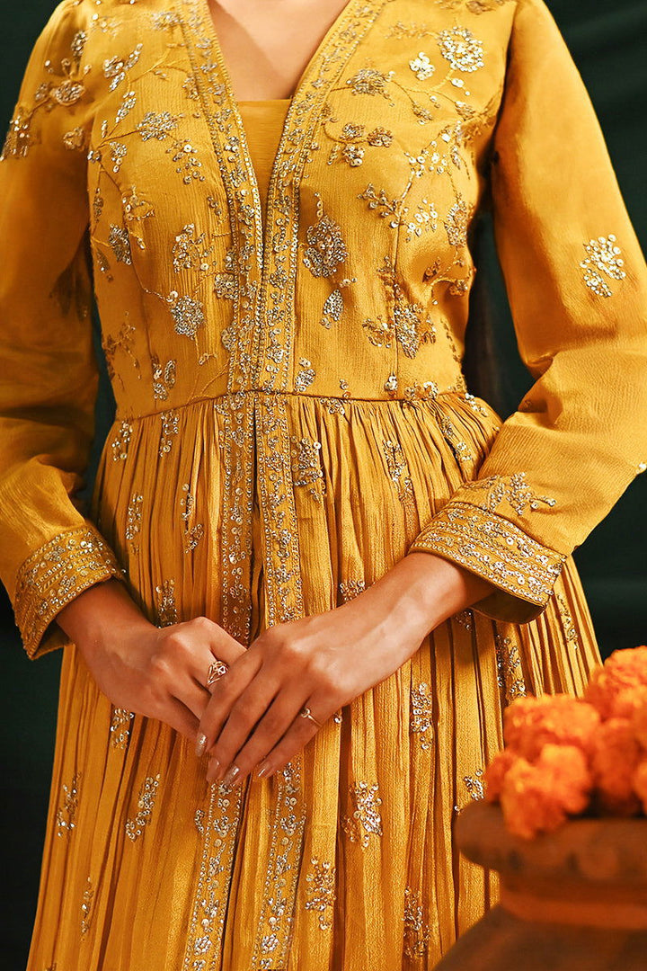 Yellow Long Floor-Length Designer Lehenga - Mayrake.in