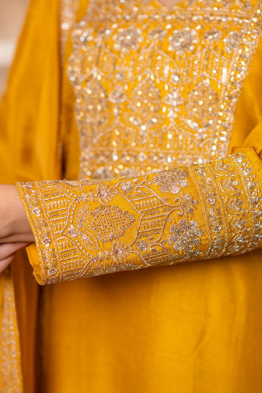 Yellow Viscose Silk Embroidered  Kurta with Flared Palazzo Set - Mayrake.in